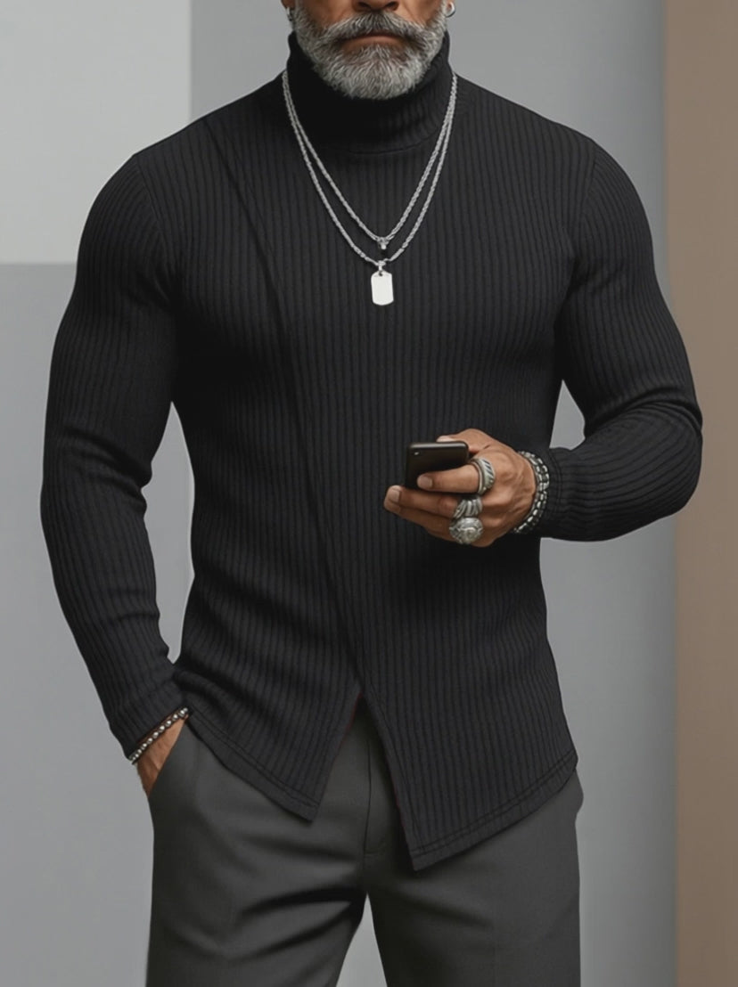 Minimalism Asymmetric Turtleneck Knit Undershirt