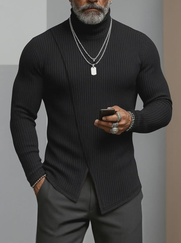 Minimalism Asymmetric Turtleneck Knit Undershirt