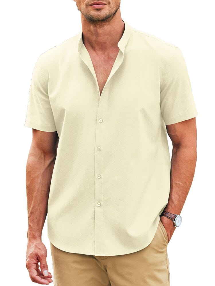 Classic Fit Linen Blend Shirt (US Only) Shirts coofandy Apricot S 