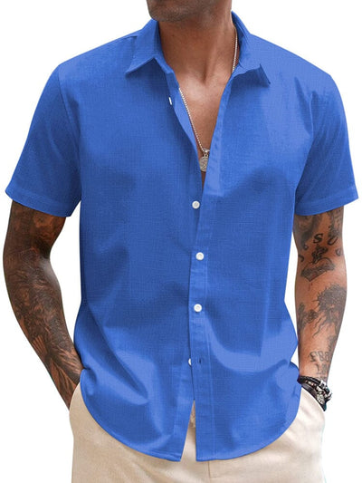 Casual Linen Blend Button Down Shirt (US Only) Shirts coofandy Royal Blue S 