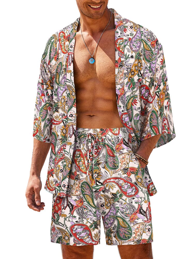 Casual Hawaiian Shirt Set (US Only) Beach Sets coofandy PAT1 S 