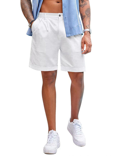 Classic Solid Linen Shorts (US Only) Shorts coofandy White S 
