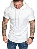 Casual Solid Short Sleeves Sports Hoodie (US Only) Hoodies coofandy White S 