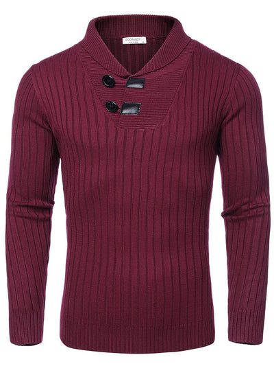 Stylish Shawl Collar Pullover Sweater (US Only) Sweater coofandy Wine Red S 