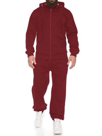 Casual 2-Piece Jogger Set (US Only) Sports Set coofandy Wine Red S 