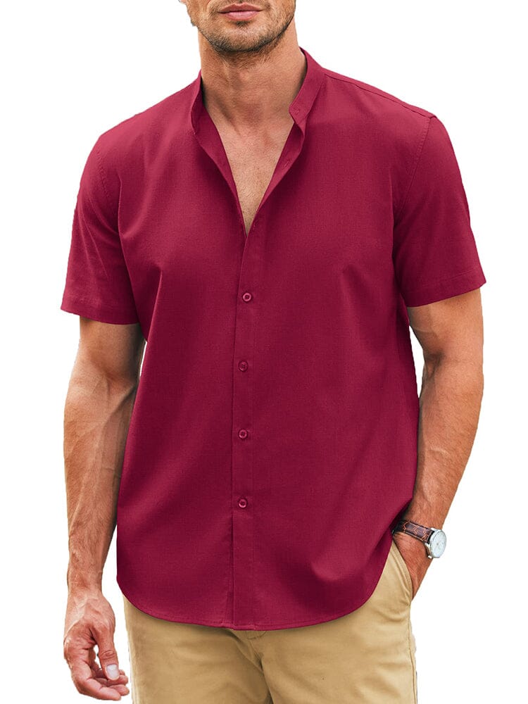 Classic Fit Linen Blend Shirt (US Only) Shirts coofandy Wine Red S 