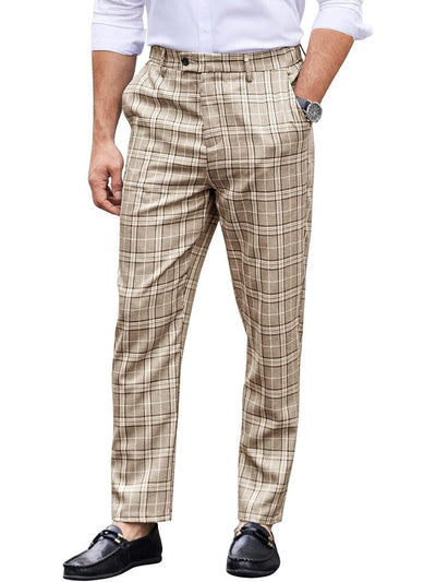 Casual Plaid Suit Pants (US Only) Pants coofandy Yellow S 