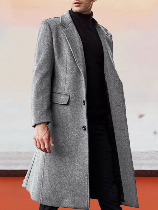 Coofandy British plus size long reversible woolen coat coofandystore Grey S 
