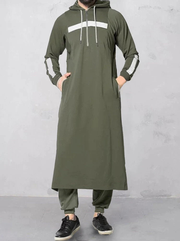 Muslim Robe Long Sweater coofandy Army Green S 