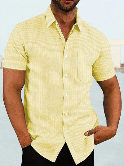 Coofandy Short Sleeve Casual Shirt (US Only) Shirts coofandy Light Khaki Stripe S 