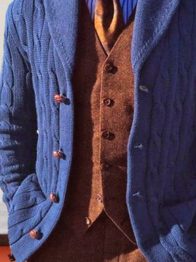 Blue Cardigan Long Sleeve Knit Jacket coofandystore 