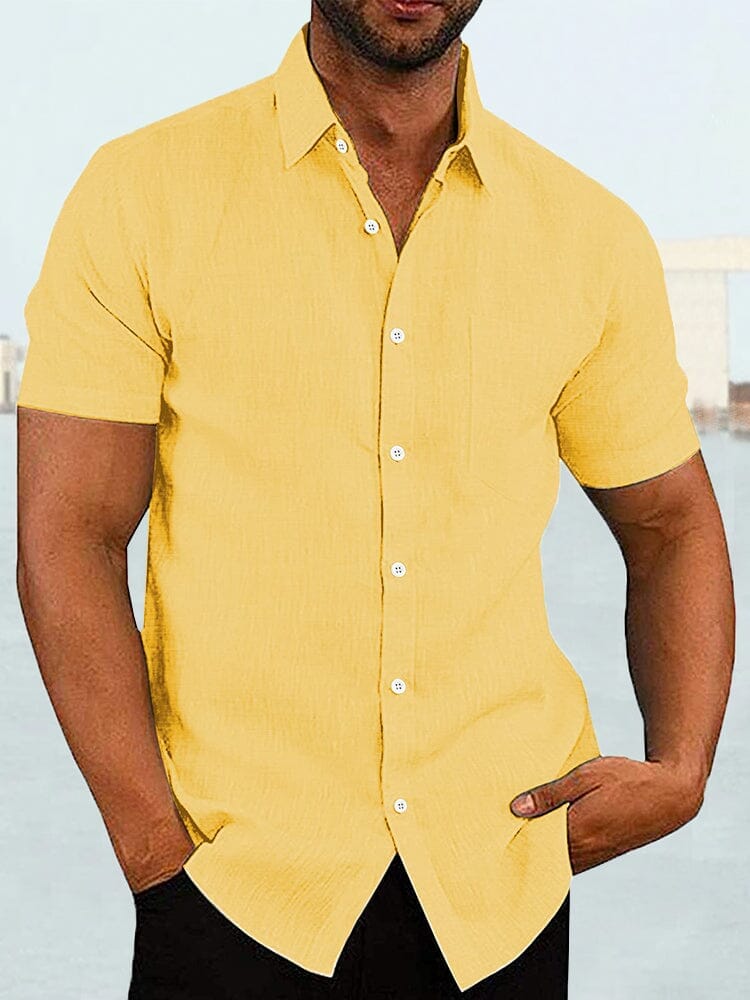 Coofandy Short Sleeve Casual Shirt (US Only) Shirts coofandy Light Yellow S 