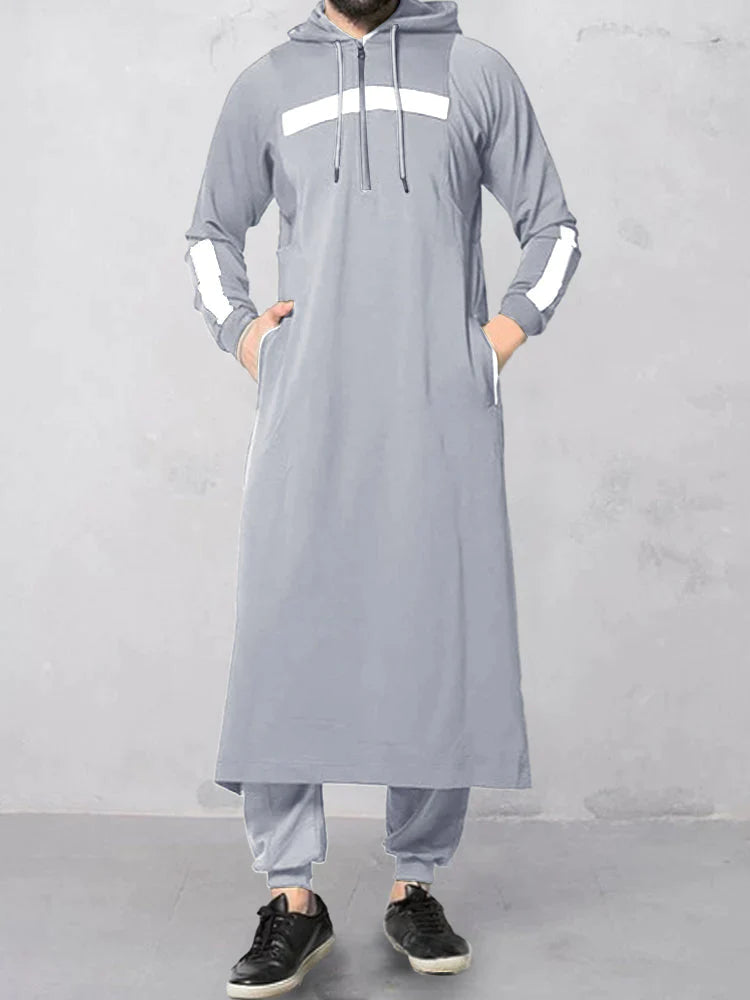 Muslim Robe Long Sweater coofandy Grey S 