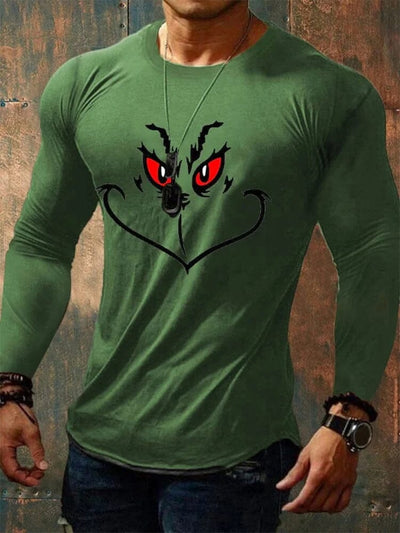 Smile Face Christmas Long Sleeves Shirt Shirts & Polos coofandystore Army Green S 