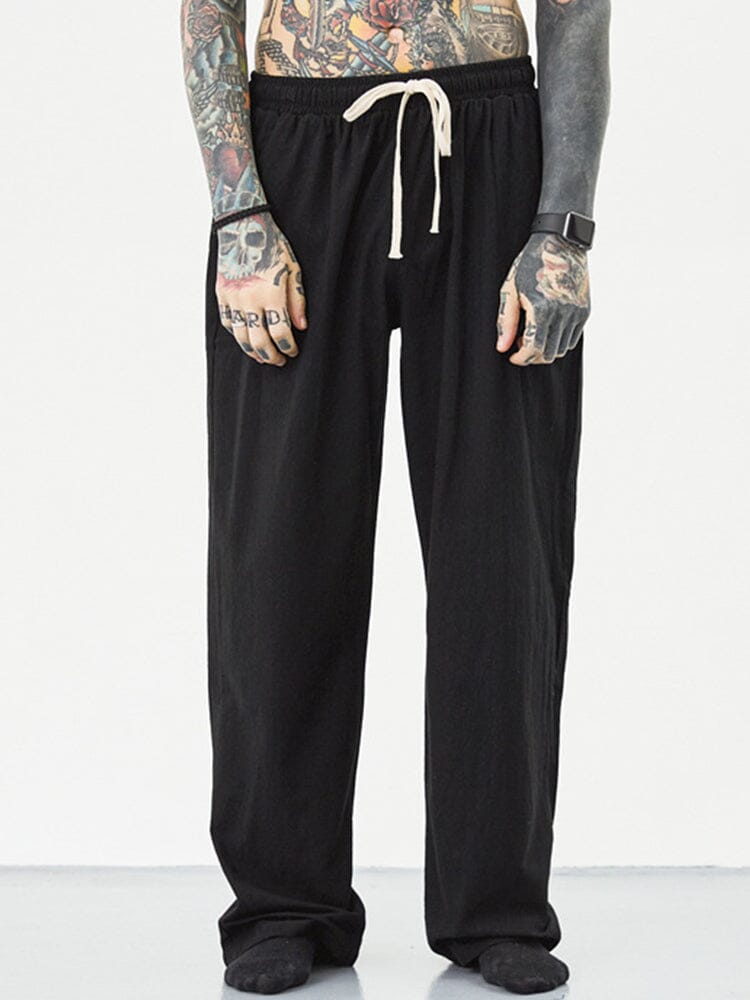 loose straight linen style pants Pants coofandystore 