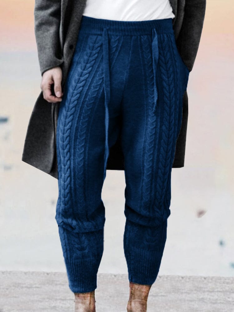 slim knitted ninth pants Pants coofandystore Navy Blue M 