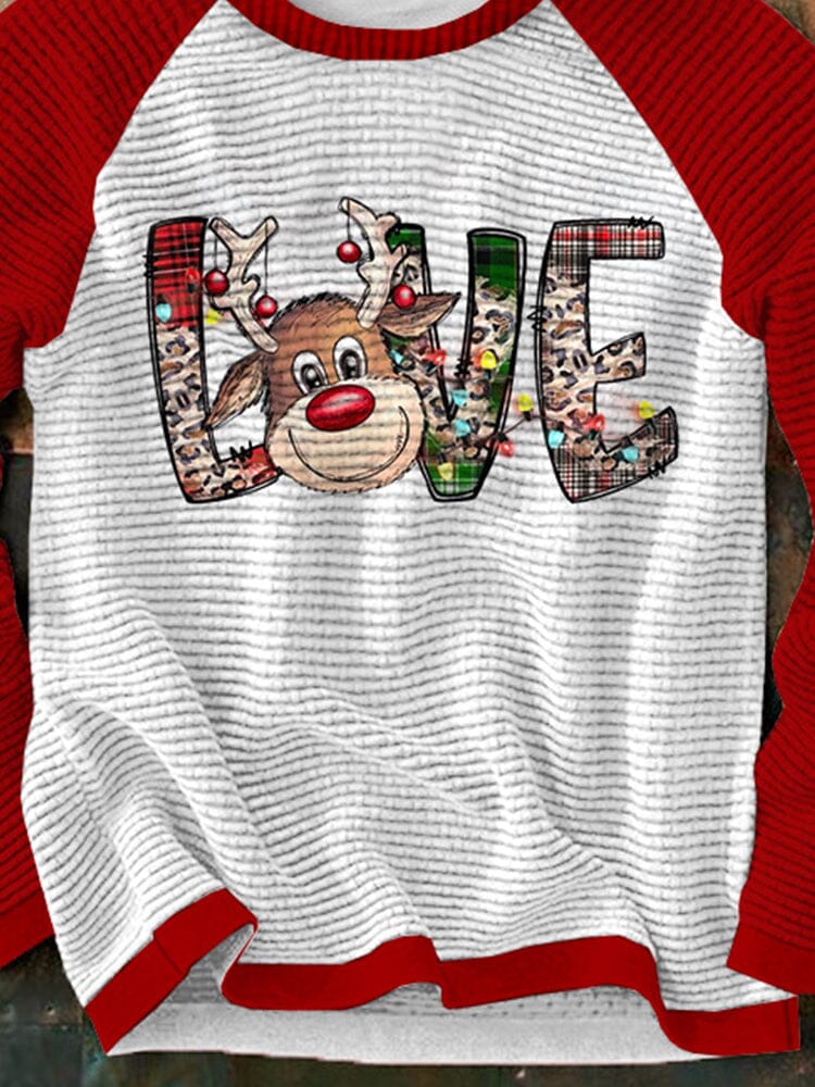 Christmas Word Graphic Round Neck Pullover Sweatshirt Sweaters coofandystore 
