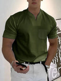 Loose V Neck Short Sleeves T-Shirt T-Shirt coofandystore Army Green S 