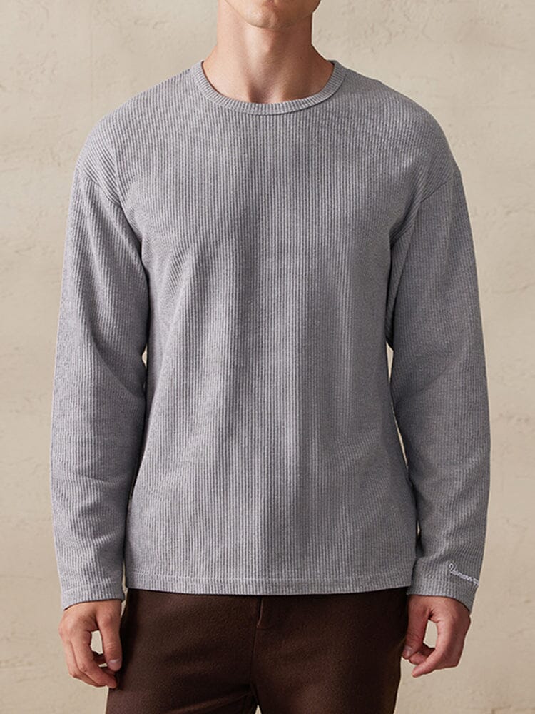 Casual Ribbed Pitted Sweatshirt Hoodies coofandy Light Grey M 