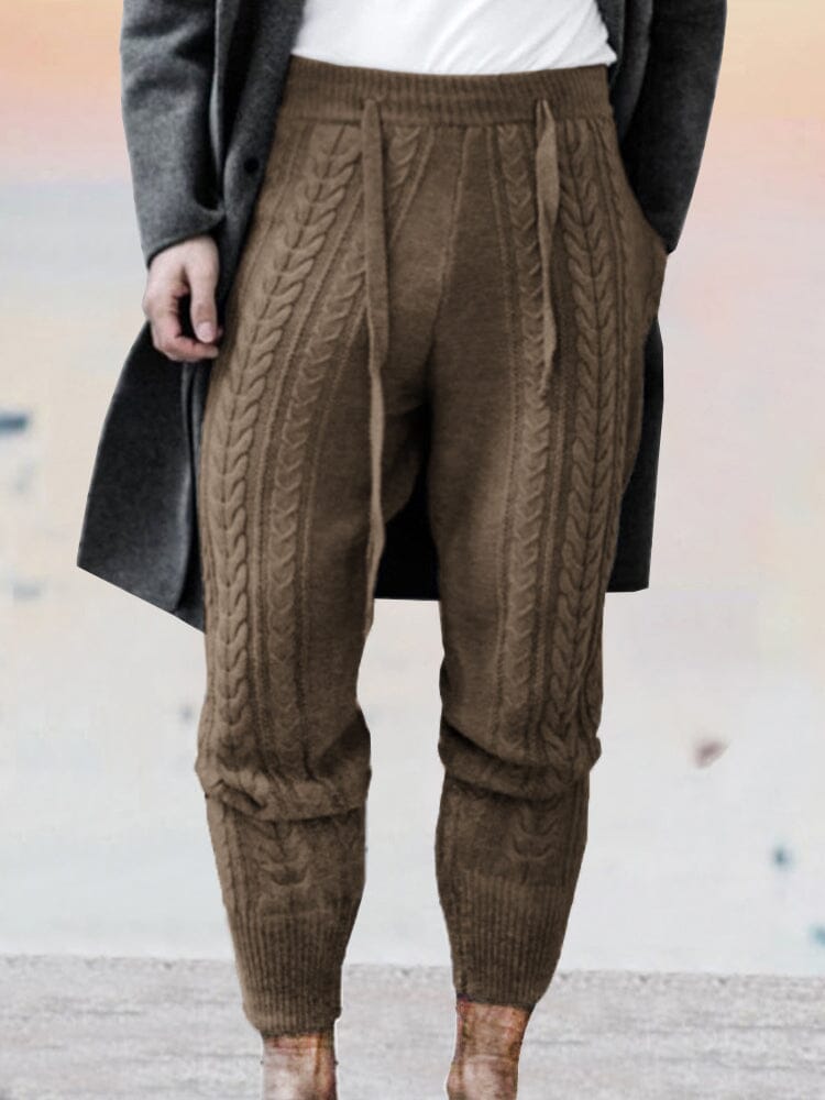slim knitted ninth pants Pants coofandystore Dark Green M 