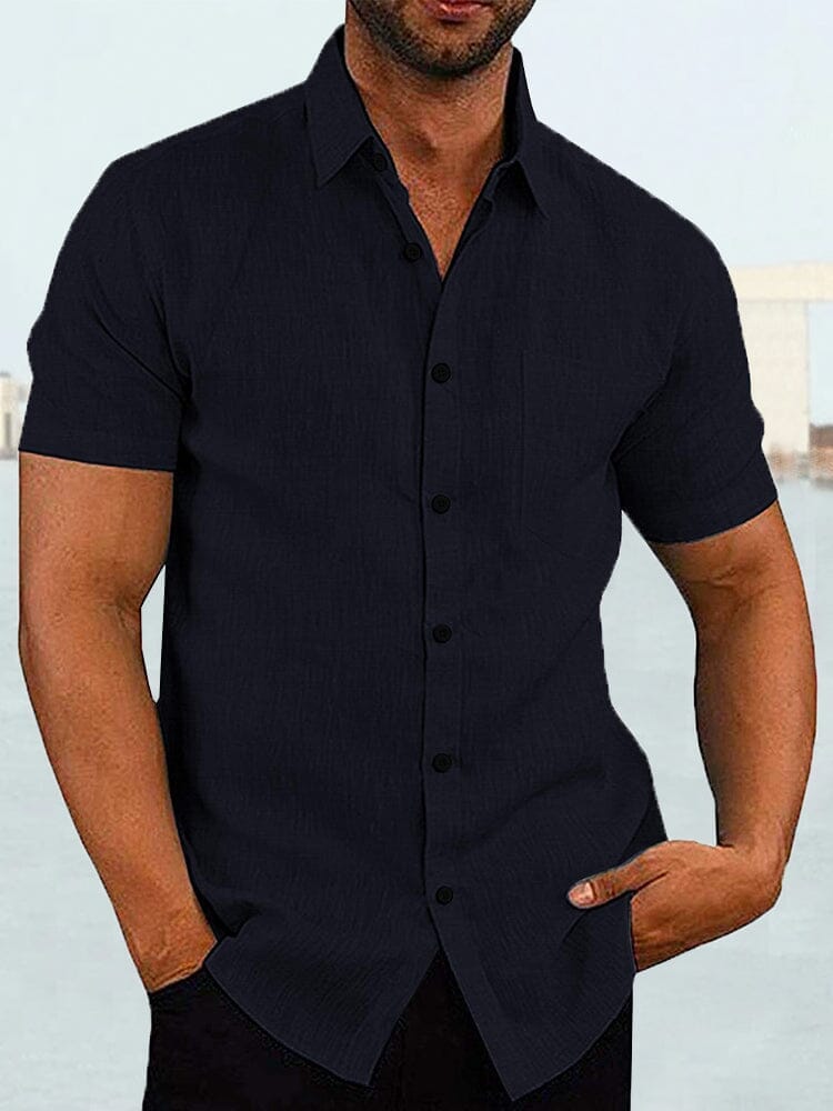 Coofandy Short Sleeve Casual Shirt (US Only) Shirts coofandy Navy Blue S 