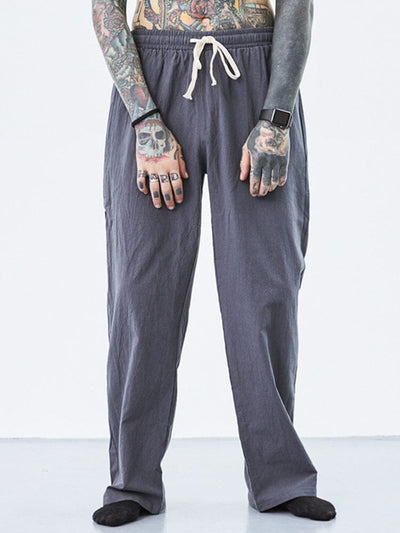 loose straight linen style pants Pants coofandystore 