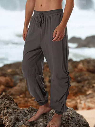 Coofandy Harem linen lace-up pants coofandy Dark Grey S 