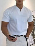 Loose V Neck Short Sleeves T-Shirt T-Shirt coofandystore White S 
