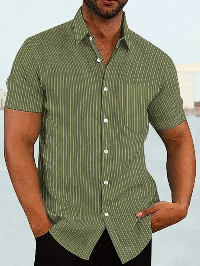 Coofandy Short Sleeve Casual Shirt (US Only) Shirts coofandy Green Stripe S 