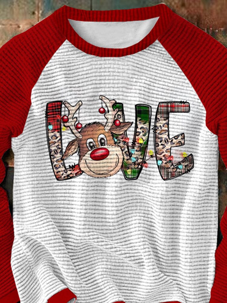 Christmas Word Graphic Round Neck Pullover Sweatshirt Sweaters coofandystore 
