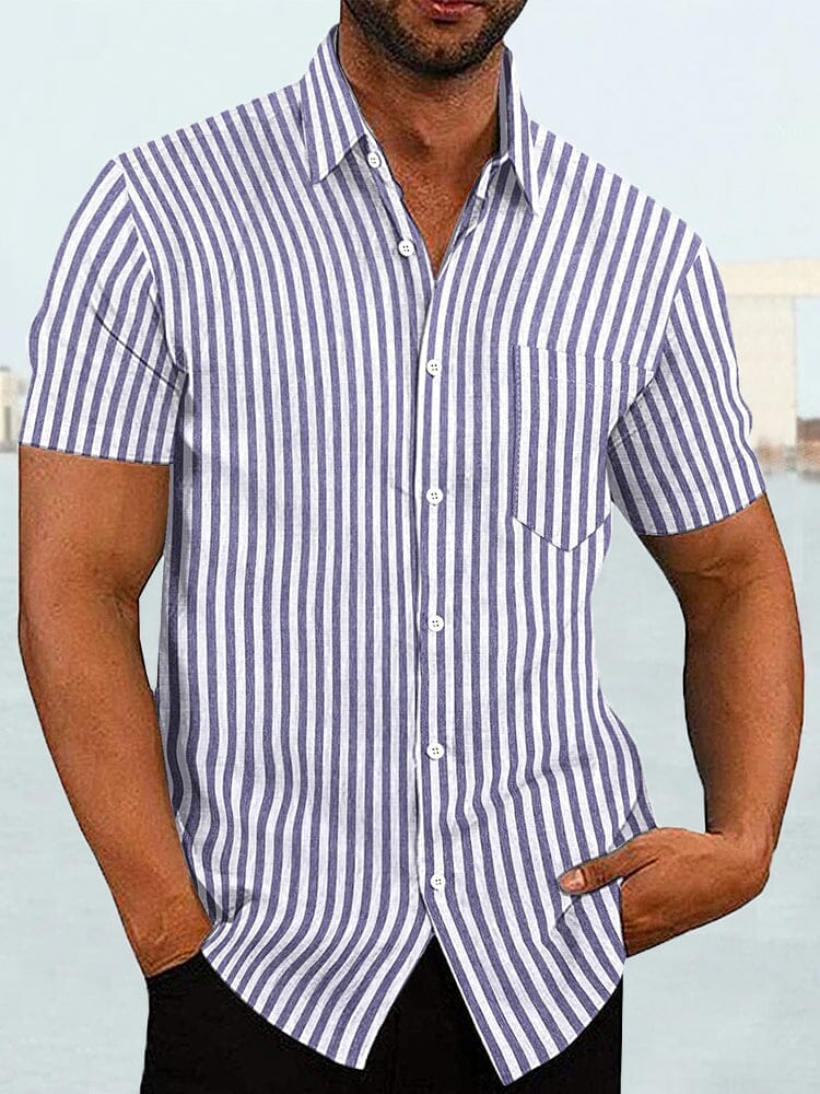 Coofandy Short Sleeve Casual Shirt (US Only) Shirts coofandy Dark Gray Stripe S 