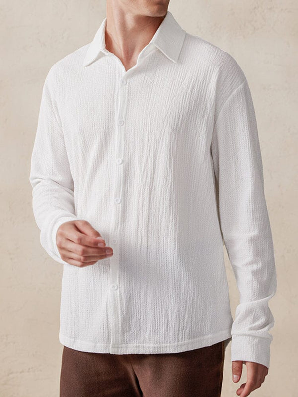 Casual Comfy Textured Shirt Shirts coofandystore White M 