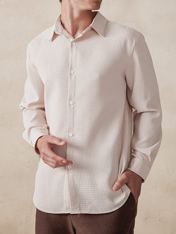 Casual Breathable Waffle Shirt Shirts coofandy Beige S 