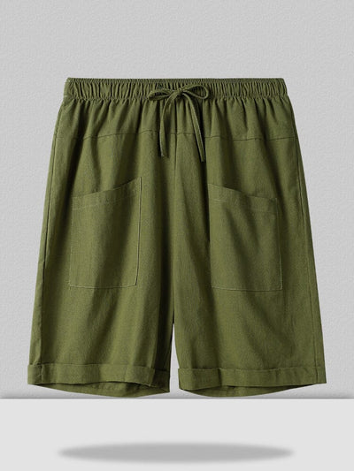 linen style sport short coofandystore Army Green S 