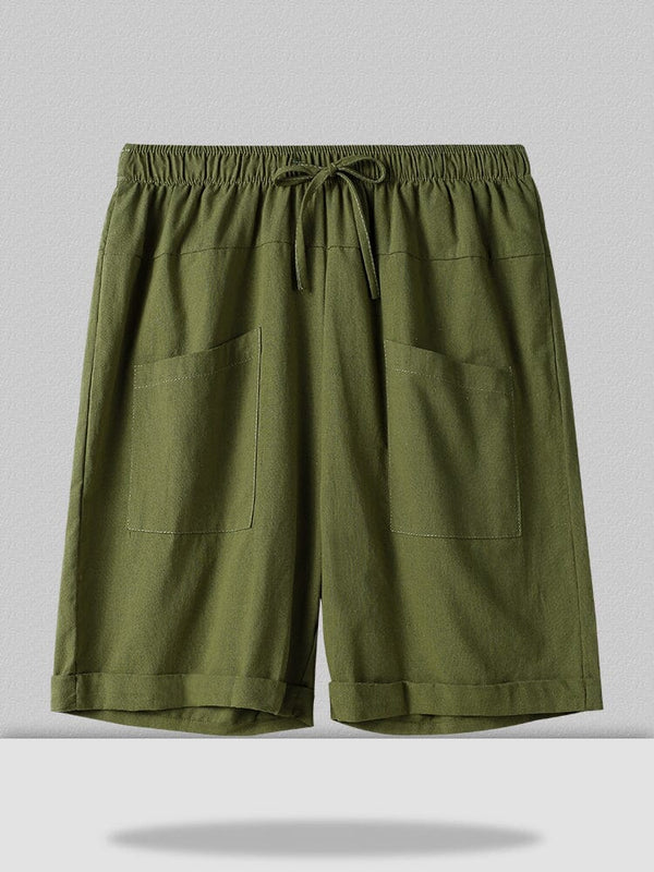 linen style sport short coofandystore Army Green S 
