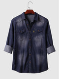 Coofandy Denim Long Sleeve Shirts Shirts coofandystore Navy Blue S 