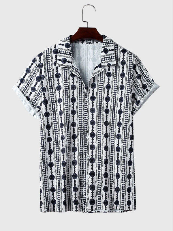 Dot Pattern Short Sleeves Shirt coofandystore Grey S 