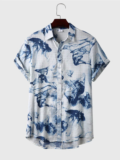 Hawaiian floral linen style shirt coofandystore Blue M 