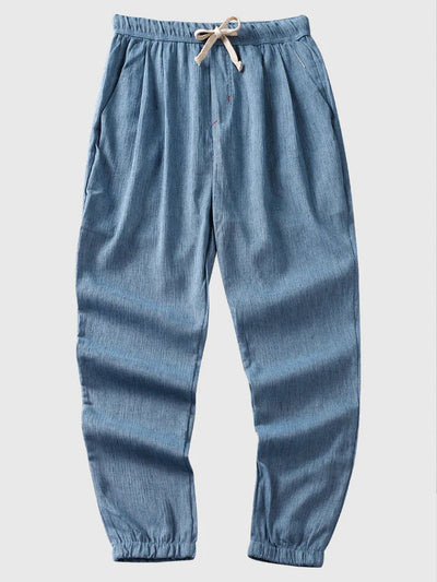 linen drawstring pants coofandystore Blue M 