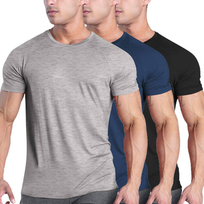 Coofandy 3 Pack Workout T-Shirts (US Only) T-Shirt coofandy black/Navy Blue/Grey S 