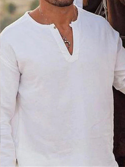 Pullover V-neck long-sleeved shirt coofandystore 