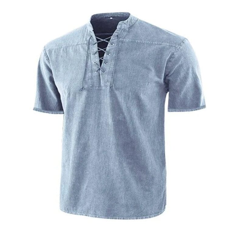 Coofandy V Neck Short Sleeve Shirt Shirts coofandy Blue S 