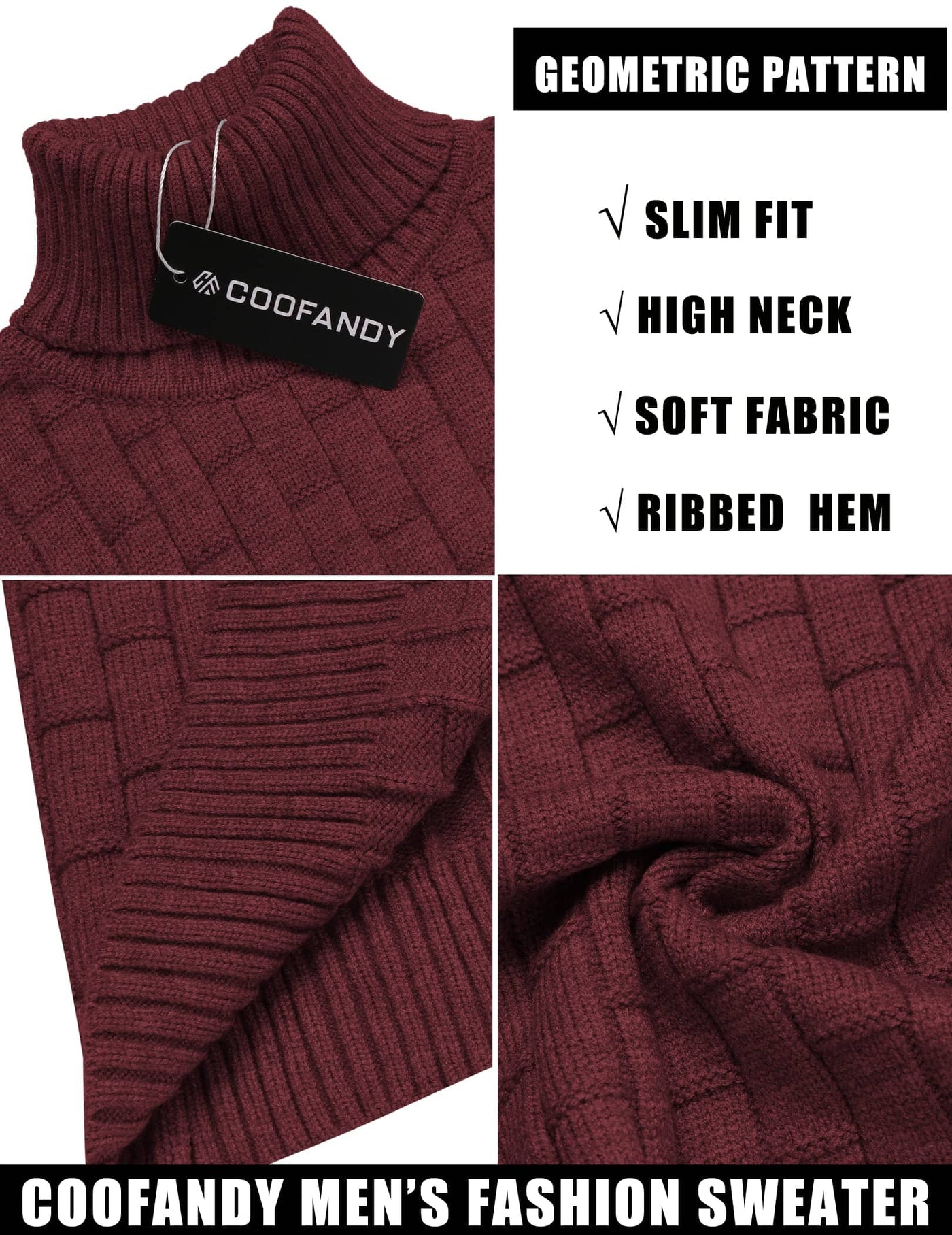 Slim Fit Turtleneck Thermal Sweaters (US Only) Sweaters coofandystore 