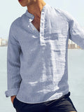 Coofandy Linen Style Stripe Shirts Shirts coofandy 