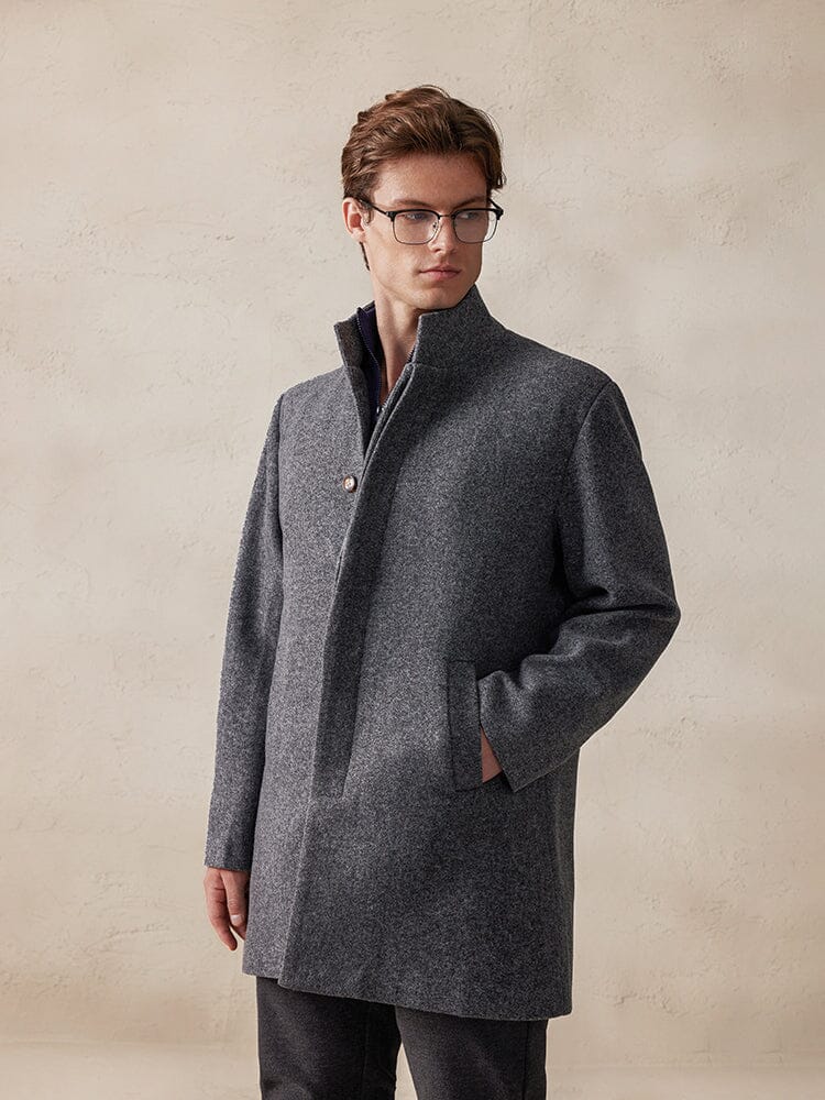 Casual Stand Collar Tweed Coat Coat coofandy 