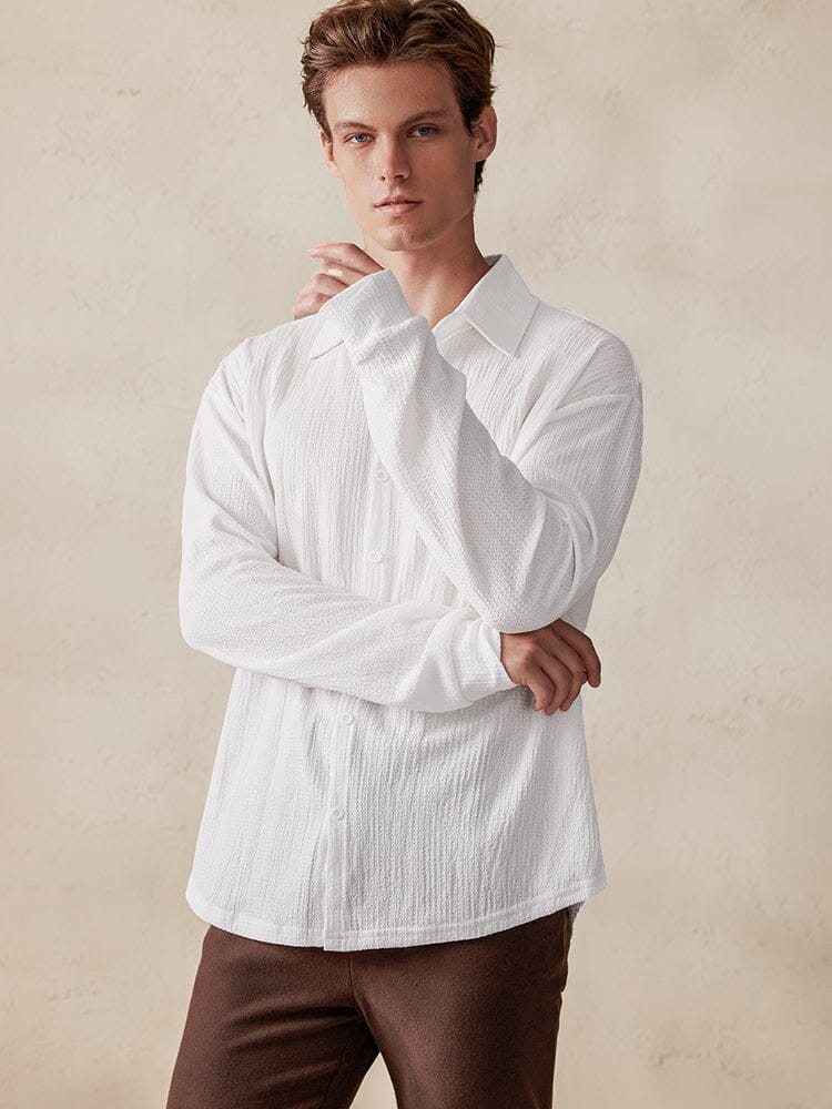 Casual Comfy Textured Shirt Shirts coofandystore 