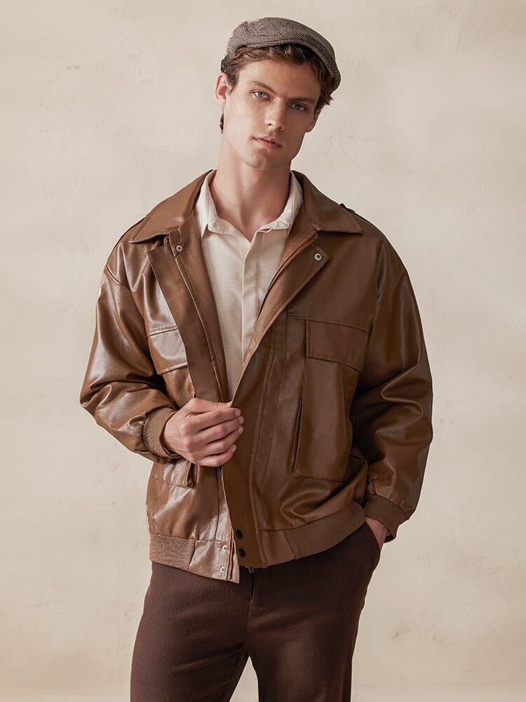 Vintage Loose Leather Jakcet Jackets coofandystore 