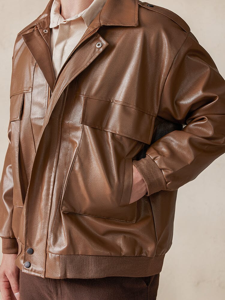 Vintage Loose Leather Jakcet Jackets coofandystore 