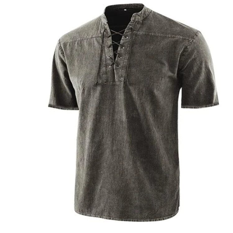 Coofandy V Neck Short Sleeve Shirt Shirts coofandy Grey S 