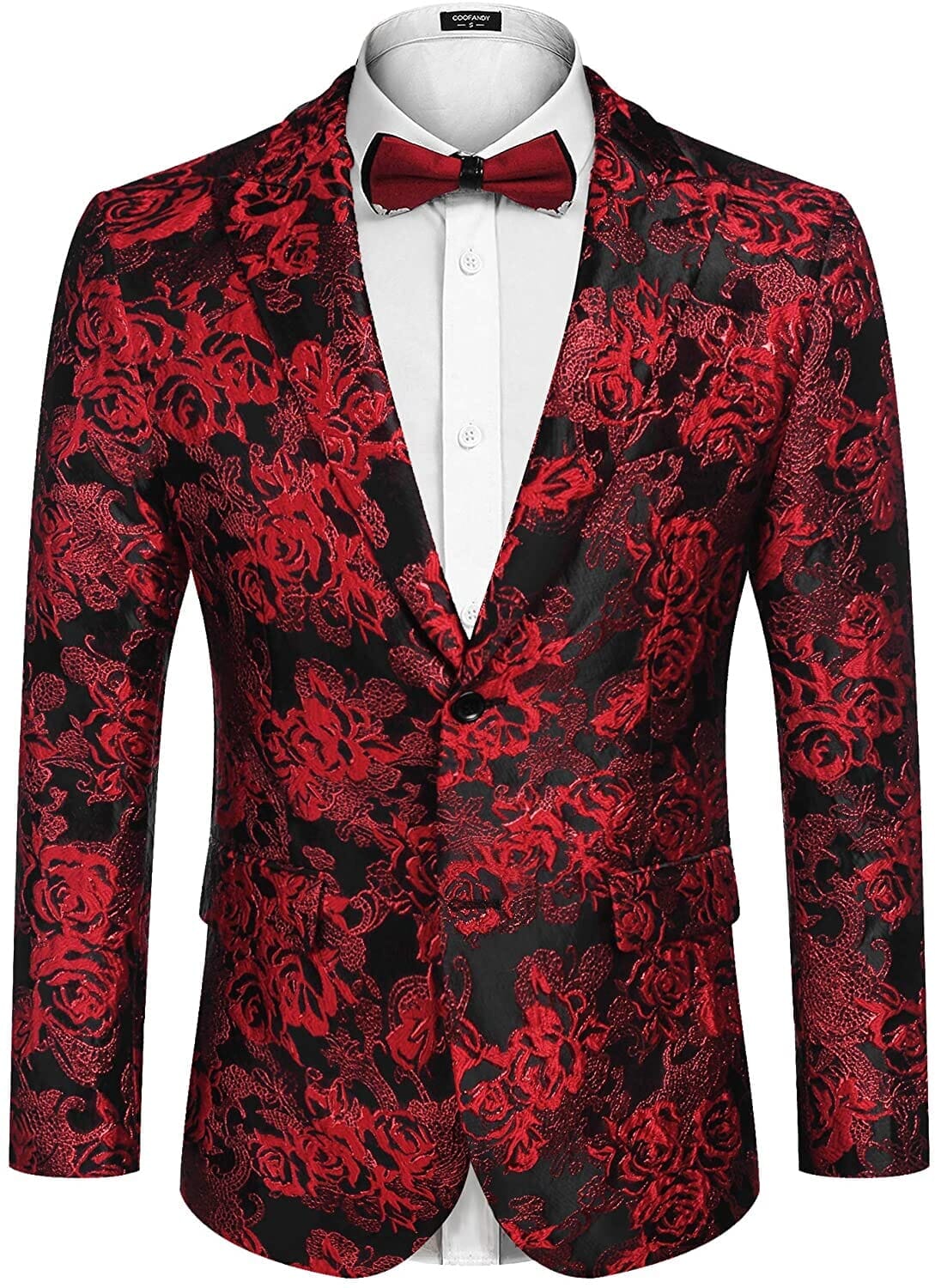Stylish Rose Embroidered Blazer for a Classy Look | US Only – COOFANDY
